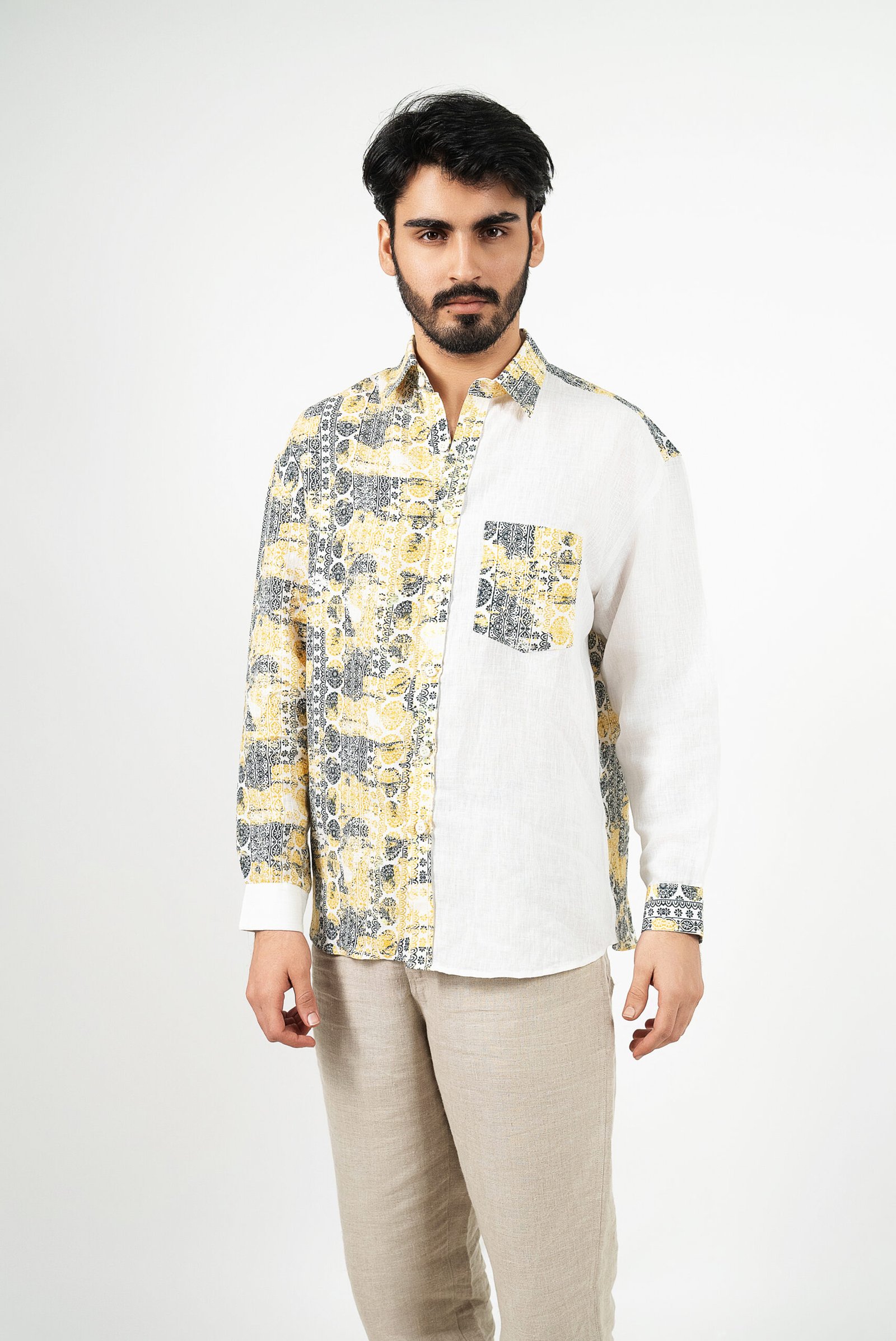 Premium Linen Ethnic Print Full Sleeve Casual Shirt - Fifth Object